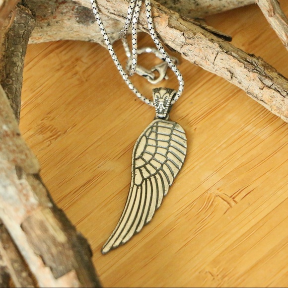 925 Sterling Silver Angel's Wing men’s necklace$HP - Picture 4 of 7